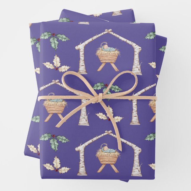 Hoja De Papel De Regalo Baby Jesus in Manger (In situ)