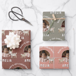 Hoja De Papel De Regalo Baby’s 1st Christmas Reindeer Keepsake Photo
