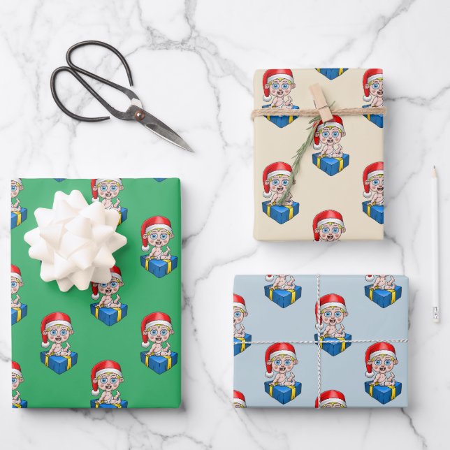 Hoja De Papel De Regalo Baby Santa Claus (Anverso)