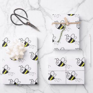 Hoja De Papel De Regalo Baby Shower blanco con un patrón de abeja suave