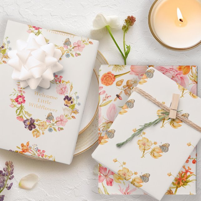 Hoja De Papel De Regalo Baby Shower botánico de Wildflower (Subido por el creador)