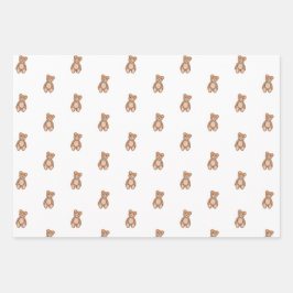 Hoja De Papel De Regalo Baby Shower clásico Teddy Bear Blue Bow