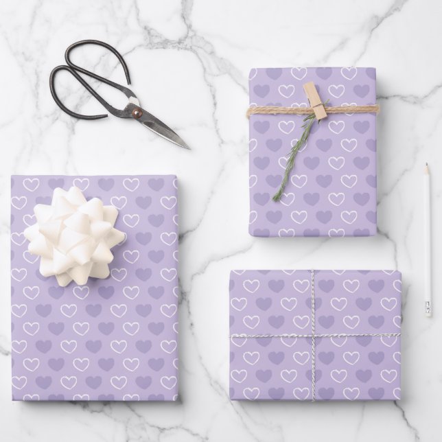 Hoja De Papel De Regalo Baby Shower el día de San Valentín Lavender White  (Anverso)