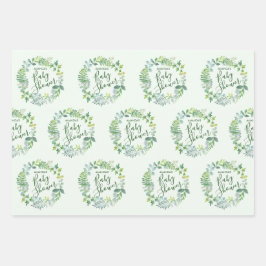 Hoja De Papel De Regalo Baby Shower Greenery Wreath Personalizado