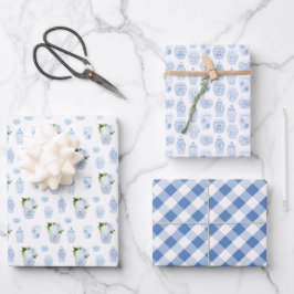 Hoja De Papel De Regalo Baby Shower Preppy Blue And White Boy