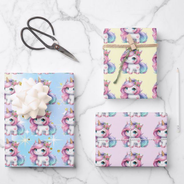 Hoja De Papel De Regalo Baby Unicorn gift wrapping paper! (Anverso)