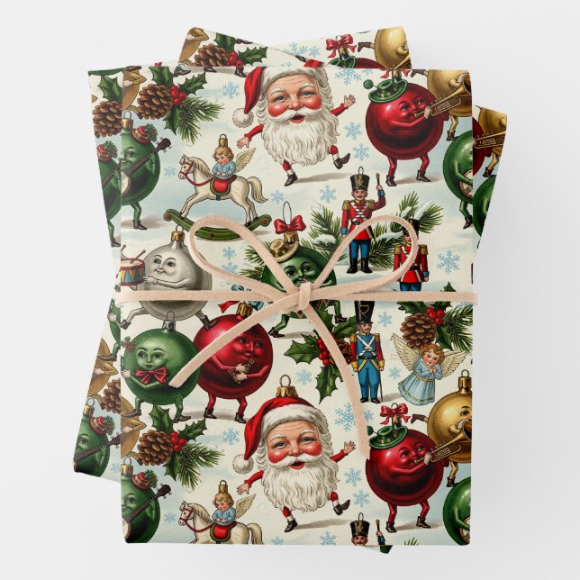 Hoja De Papel De Regalo Bailar con los adornos mágicos de Santa Claus (In situ)