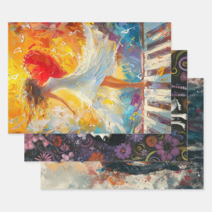 Hoja De Papel De Regalo Bailarina caprichosa, pareja de esqueletos, Chica 