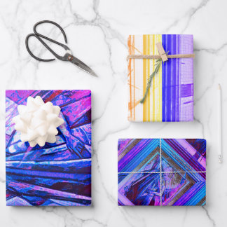 Hoja De Papel De Regalo Bailarina cubista de Belly art decó en morado y az