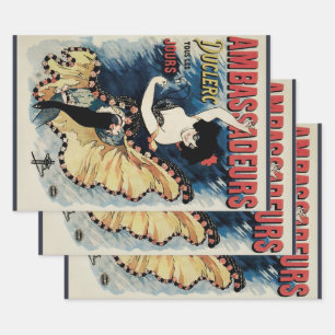 Hoja De Papel De Regalo Bailarina de flamenco Art Nouveau vintage, Ambassa