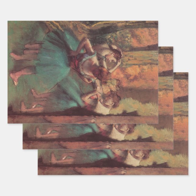Hoja De Papel De Regalo Bailarinas, Rosa y Verde de Edgar Degas (Set)