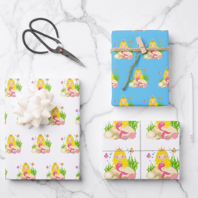 Hoja De Papel De Regalo Bajo el nombre personalizado de la sirena cutánea  (Anverso)