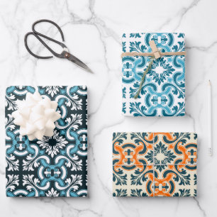 Hoja De Papel De Regalo Baldosa azul portuguesa