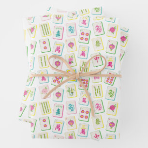 Hoja De Papel De Regalo Baldosas de colores vivos Mahjong