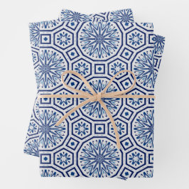 Hoja De Papel De Regalo Baldosas marroquíes,azulejos azules,Impresión de t