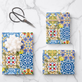 Hoja De Papel De Regalo Baldosas mediterráneas, mayólica, siciliana