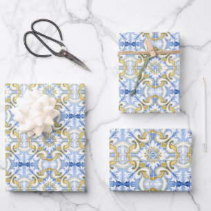 Hoja De Papel De Regalo Baldosas mediterráneas, mayólica, siciliana