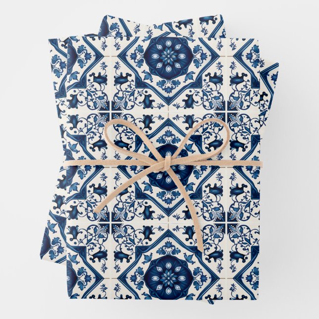 Hoja De Papel De Regalo Baldosas mediterráneas, portuguesas, azulejo, mall (In situ)