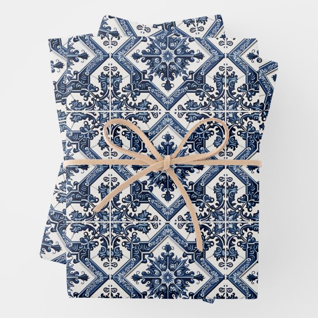 Hoja De Papel De Regalo Baldosas mediterráneas, portuguesas, azulejo, mall (In situ)