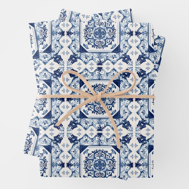 Hoja De Papel De Regalo Baldosas mediterráneas, portuguesas, azulejo, mall (In situ)