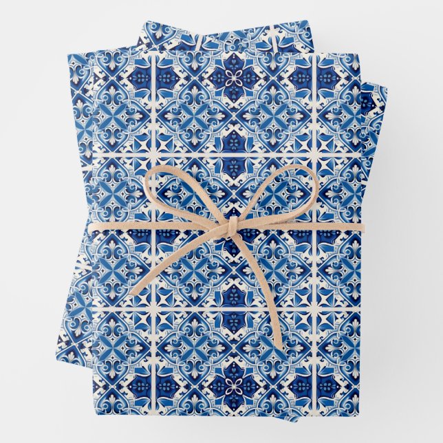 Hoja De Papel De Regalo Baldosas mediterráneas, portuguesas, azulejo, mall (In situ)