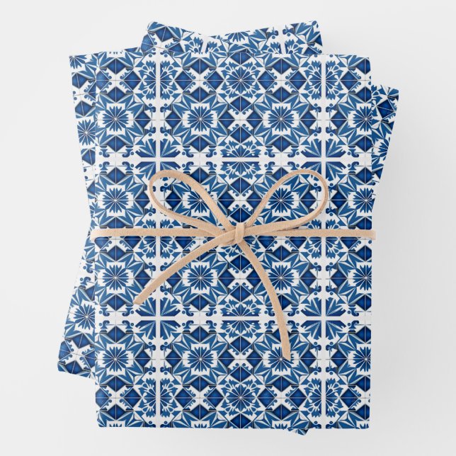 Hoja De Papel De Regalo Baldosas mediterráneas, portuguesas, azulejo, mall (In situ)