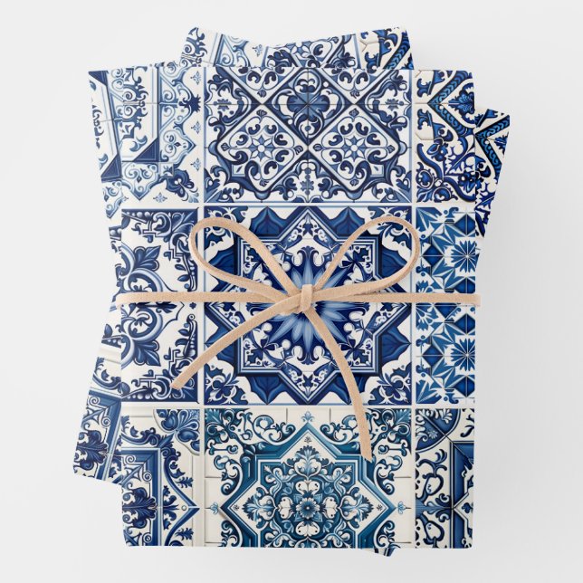 Hoja De Papel De Regalo Baldosas mediterráneas, portuguesas, azulejo, mall (In situ)