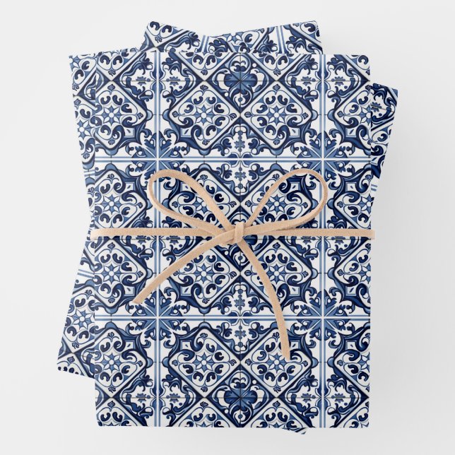 Hoja De Papel De Regalo Baldosas mediterráneas, portuguesas, azulejo, mall (In situ)