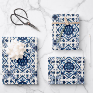 Hoja De Papel De Regalo Baldosas Mediterráneas, Portuguesas, Azulejo, Mayó
