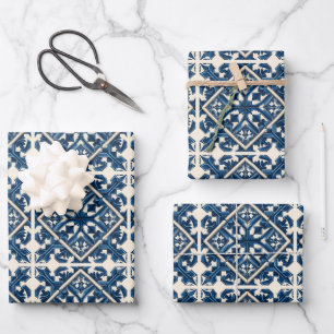 Hoja De Papel De Regalo Baldosas Mediterráneas, portuguesas, Azulejo, Mayó