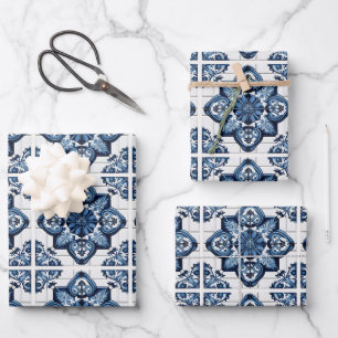 Hoja De Papel De Regalo Baldosas Mediterráneas, Portuguesas, Azulejo, Mayó