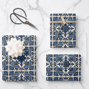 Hoja De Papel De Regalo Baldosas Mediterráneas, Portuguesas, Azulejo, Mayó