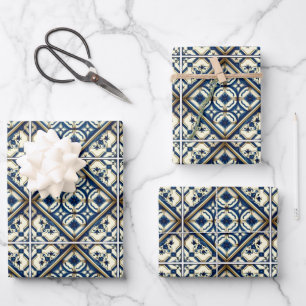 Hoja De Papel De Regalo Baldosas Mediterráneas, Portuguesas, Azulejo, Mayó