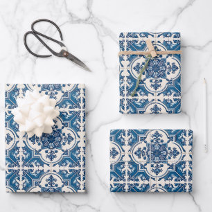 Hoja De Papel De Regalo Baldosas Mediterráneas, Portuguesas, Azulejo, Mayó