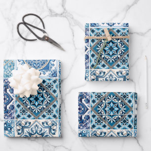 Hoja De Papel De Regalo Baldosas Mediterráneas, Portuguesas, Azulejo, Mayó