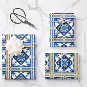 Hoja De Papel De Regalo Baldosas Mediterráneas, portuguesas, Azulejo, Mayó