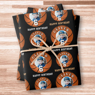 Hoja De Papel De Regalo Ball de baloncesto niños feliz cumpleaños foto de 