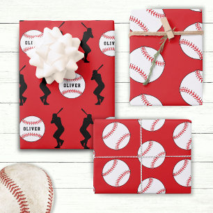 Hoja De Papel De Regalo Ball Player Kids Nombre cumpleaños