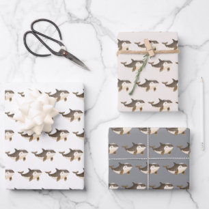 Hoja De Papel De Regalo Ballena Ártica Invernal Adorable