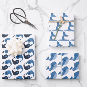 Hoja De Papel De Regalo Ballena azul pura