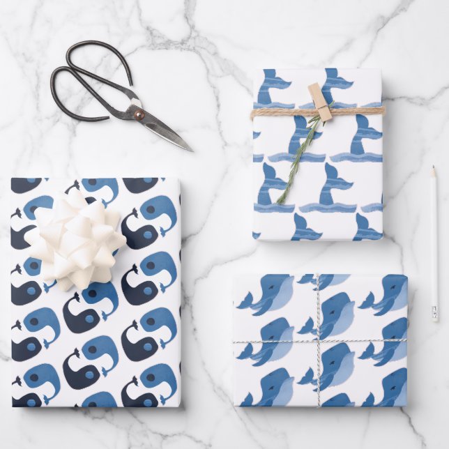 Hoja De Papel De Regalo Ballena azul pura (Anverso)