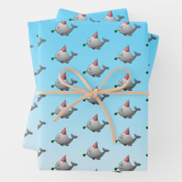 Hoja De Papel De Regalo Ballena de fiesta adorable