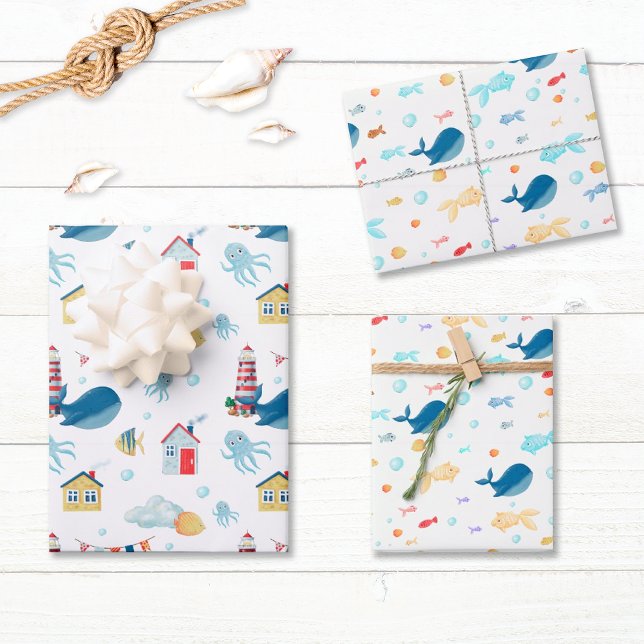 Hoja De Papel De Regalo Ballena Nautical (Subido por el creador)