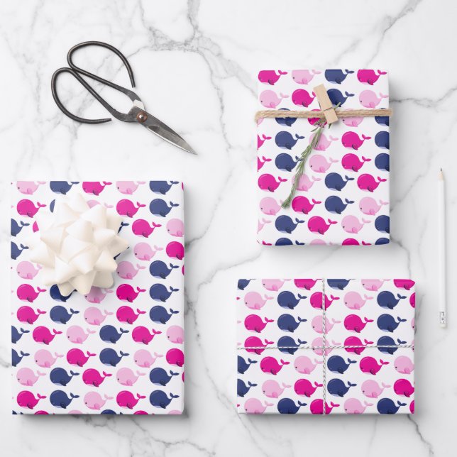 Hoja De Papel De Regalo Ballenas, Patrón De Ballenas, Animales Marinos (Anverso)