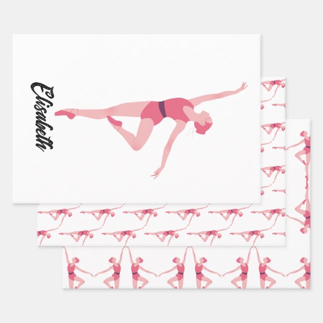 Hoja De Papel De Regalo Ballerina con personalización de nombres (Set)