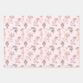 Hoja De Papel De Regalo Ballerina Floral Rosa Bunny and Kitty