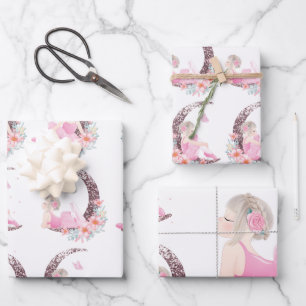 Hoja De Papel De Regalo Ballerina Moon Pastel Purpurina Rosa