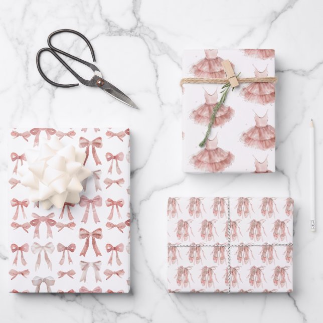 Hoja De Papel De Regalo Ballet Ballerina Rubor Pink Tutu Dance Shoes Girly (Anverso)