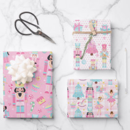 Hoja De Papel De Regalo Ballet de cazabotas para Navidades rosados