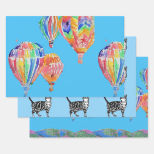 Hoja De Papel De Regalo Balón azul de aire caliente globos globos de agua